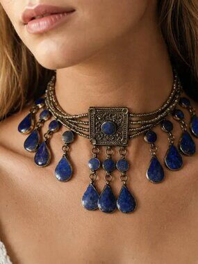 Black Friday Vintage Style Boho Stone Choker Necklace and Cuff